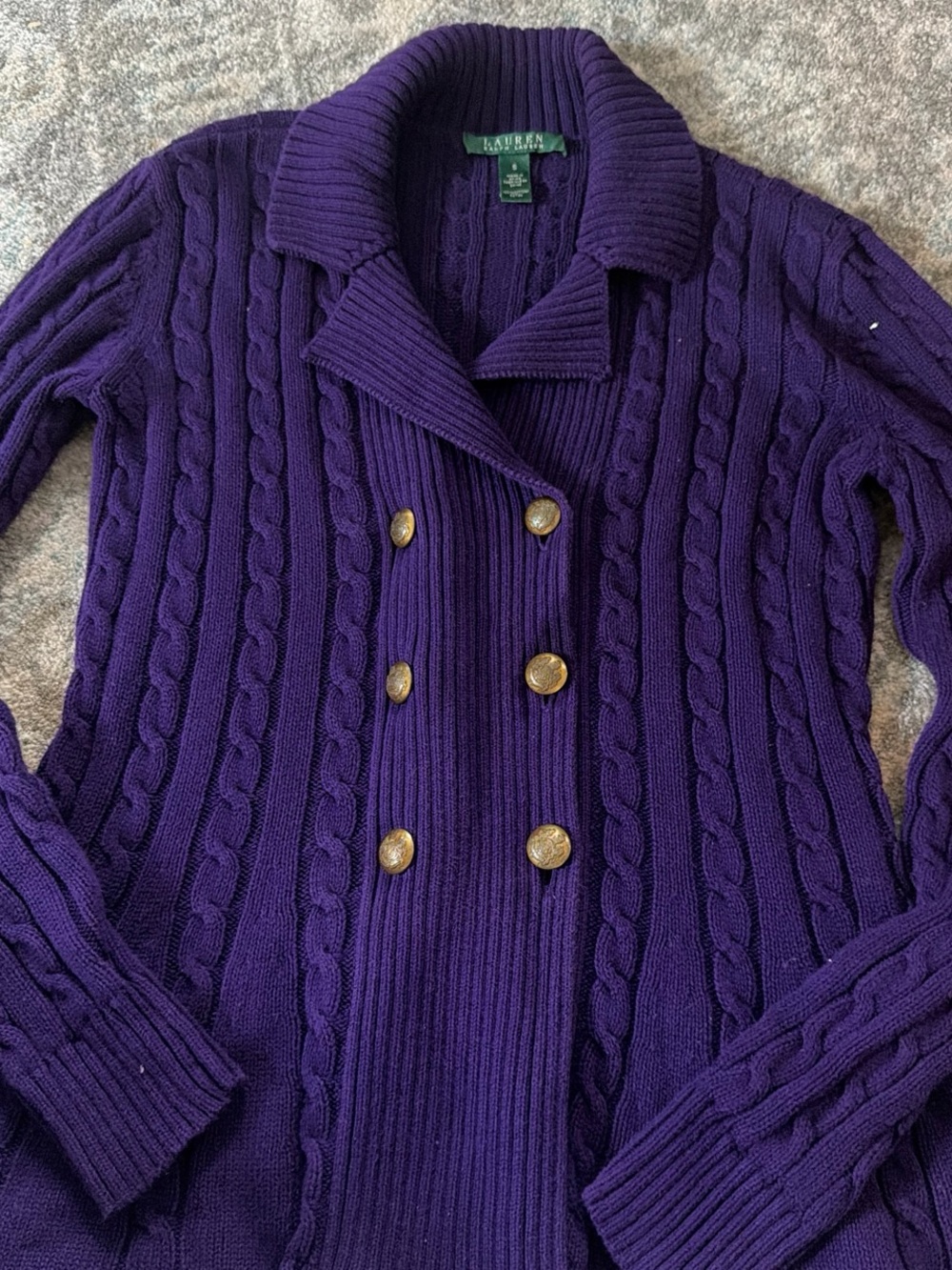 Vintage Ralph Lauren Purple Cable-Knit Crewneck Sweater women sz small - Picture 4 of 5
